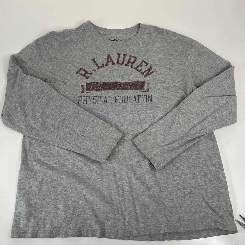 Ralph‎ Lauren Polo Jeans Company 1967 L Gray Physical Education 1967 Long Sleeve